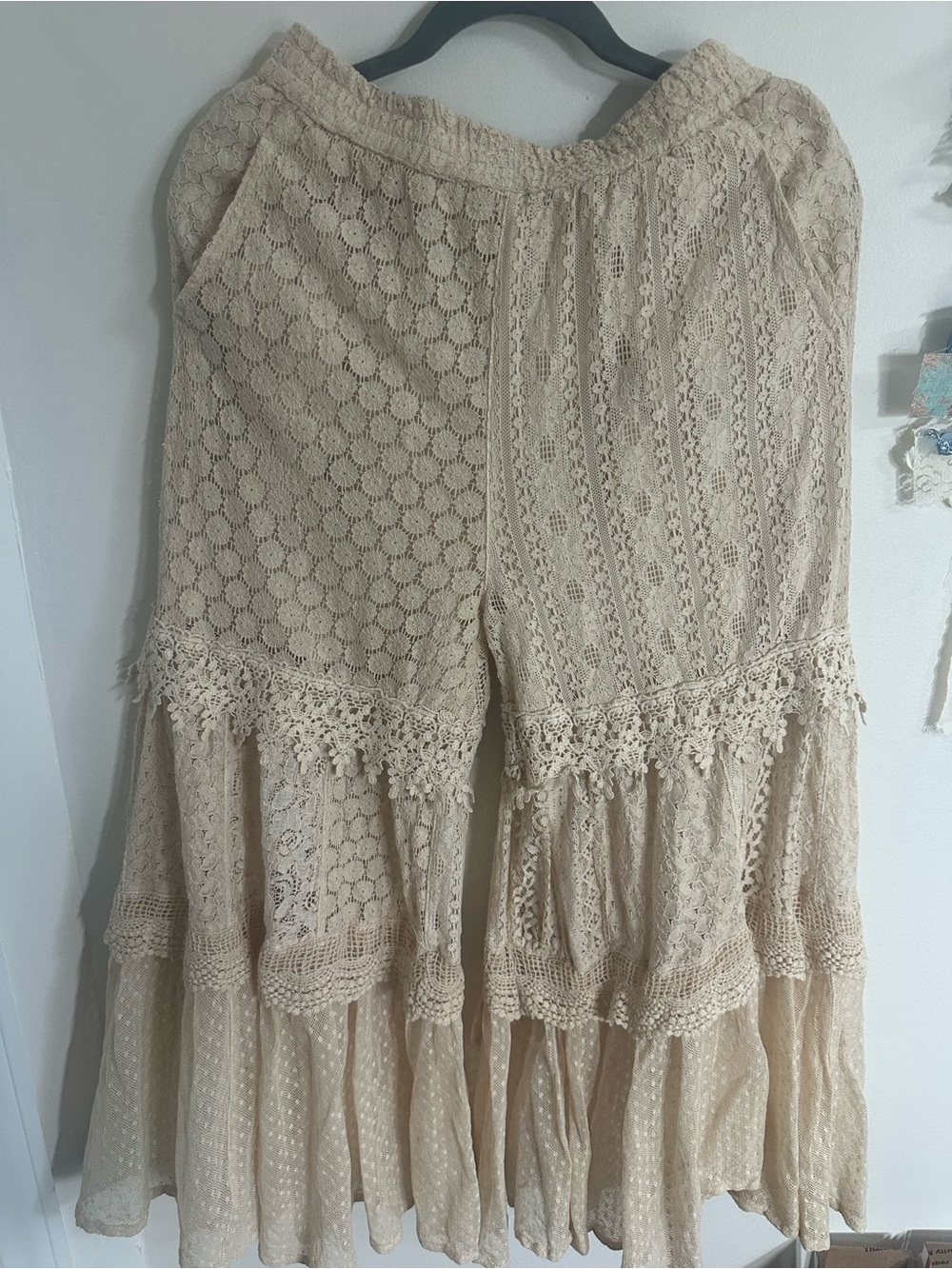 Boho Lace Wide-Leg Pants in Cream - Picture 4 of 7
